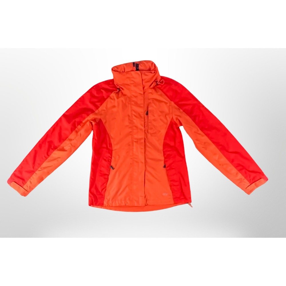 Crivit Womens S Orange Red Rain Jacket Lightweight Hooded Mesh Lined Windbreaker